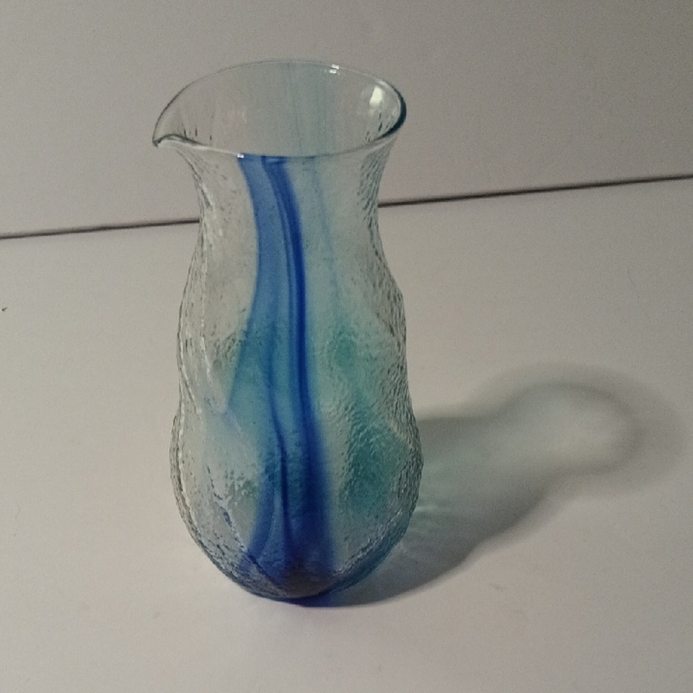 Elegant Japanese Blue Glass Swirl Pitcher